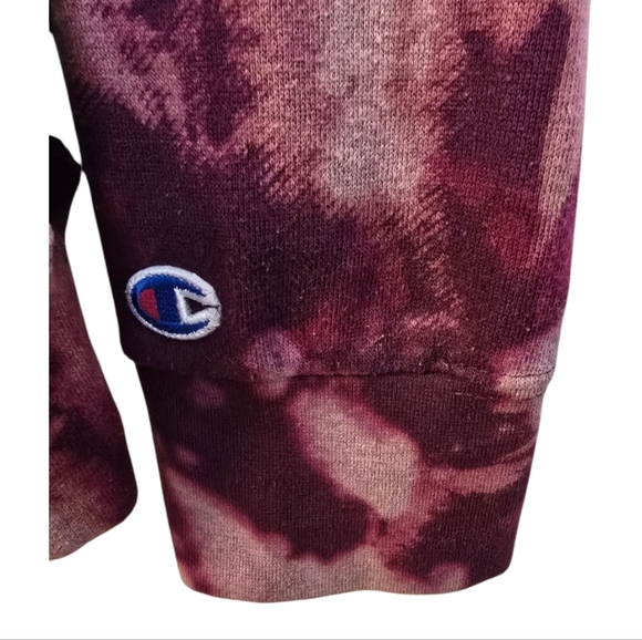 Champion Womens Sweatshirt Kangaroo Pockets Burgundy Multicolor Tie Dye Large - Picture 7 of 16